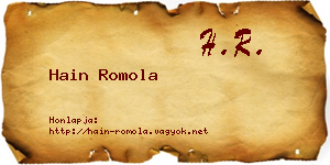 Hain Romola névjegykártya